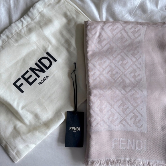 Fendi Accessories - Fendi Light Pink Monogram Shawl